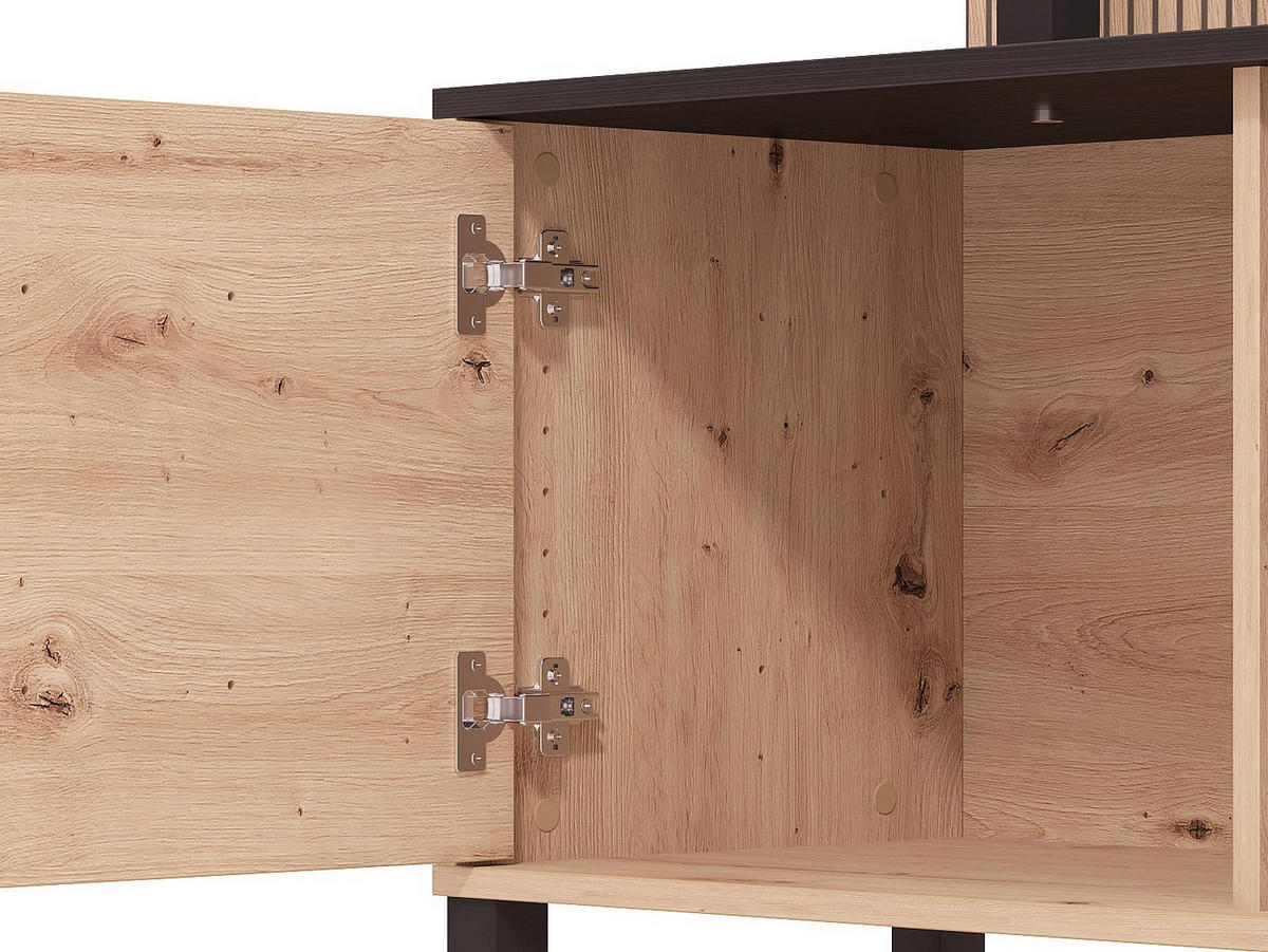 TV-WAND - 208 x 40 - holz - schwarz, naturfarben hell Nuja - Schwarz/Naturfarben, Holz (208/167/40cm) - Vente-Unique