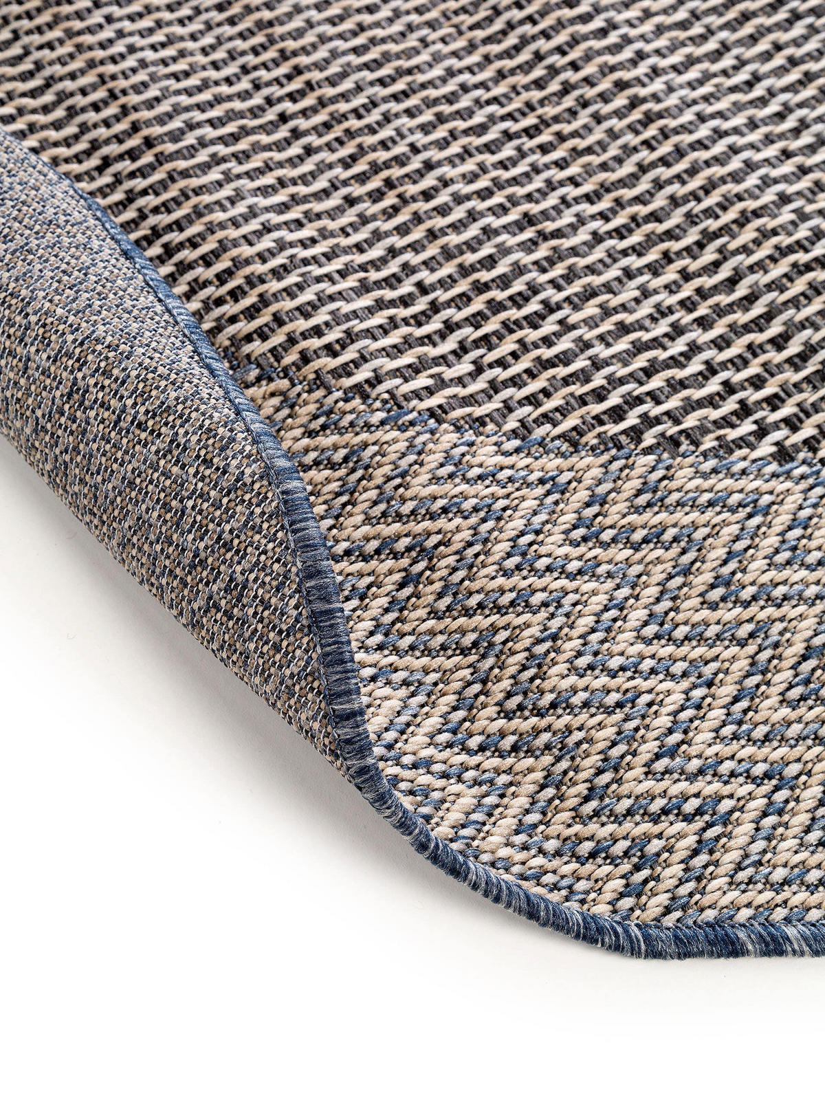 OUTDOORTEPPICH rund River Beige/Blau ø 130 cm rund - Beige, Textil (130/130cm) - benuta Nest