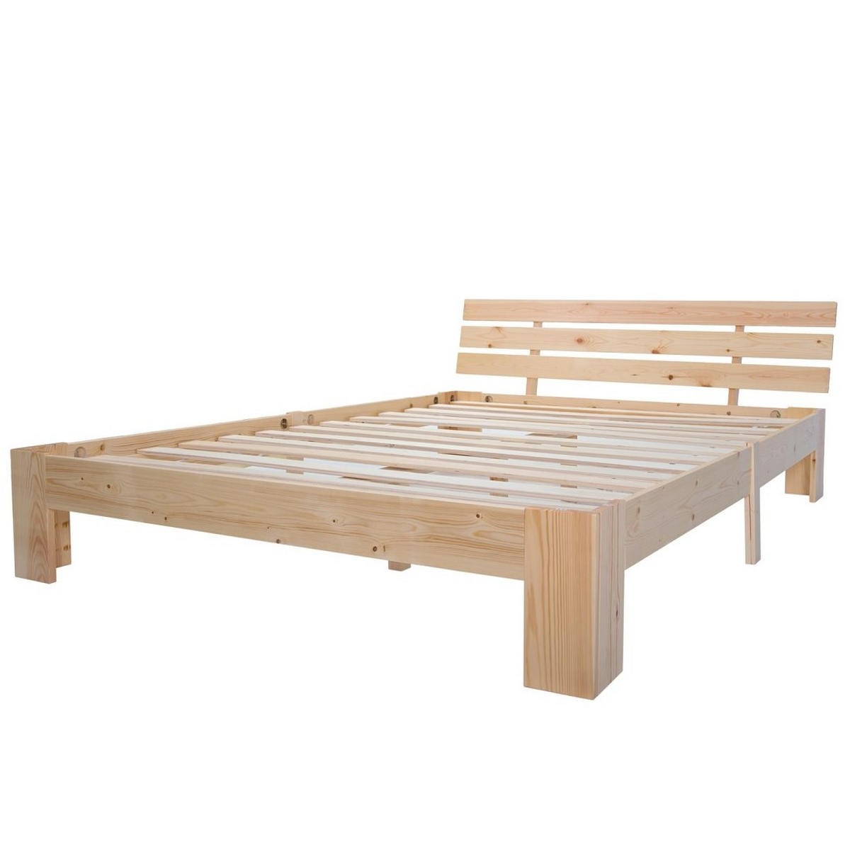 HOLZBETT 140/200 cm Natur mit Lattenrost aus massivem Holz - Naturfarben, Holz (140/200cm) - OKWISH