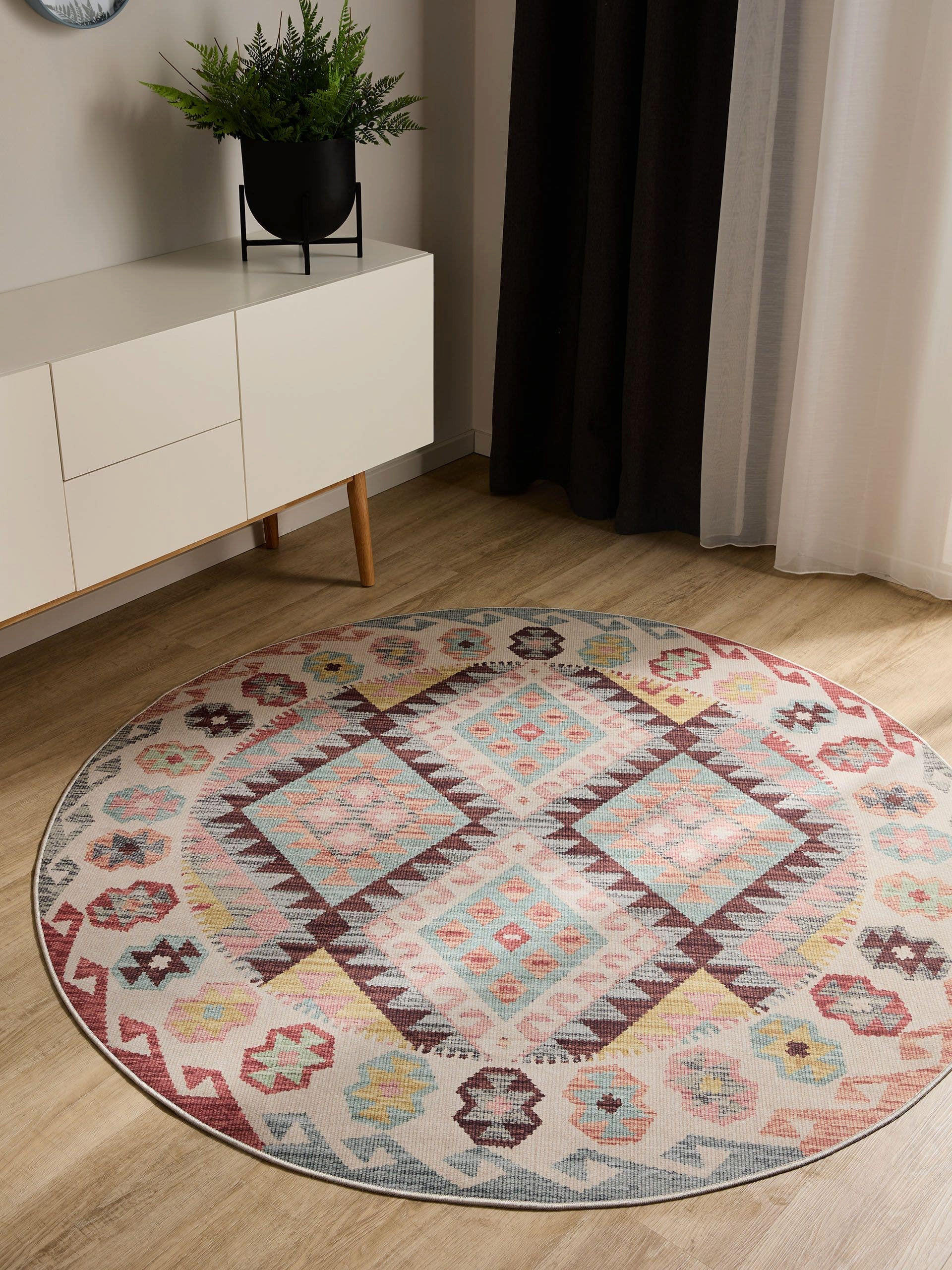 VINTAGE-TEPPICH George waschbar ø 120 cm rund - Multicolor, Kunststoff (120/120cm) - benuta