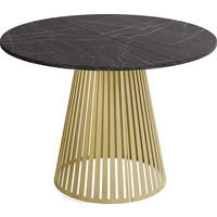 ESSTISCH Naro rund ausziehbar mit Goldenem Lamellen-Metallgestell, Marmor Schwarz 120-200/120/76 cm - Anthrazit/Goldfarben, Holzwerkstoff/Metall (120/120/76cm) - WFL GROUP