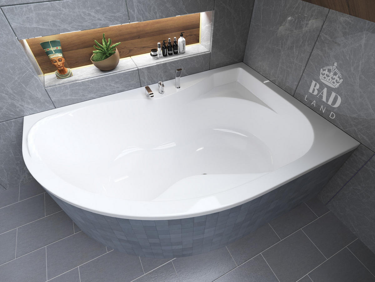 BADEWANNE Eckwanne DORA 170/110 Rechts Ablauf & Füße - Weiß, Kunststoff (110/59.5/170cm) - bad land