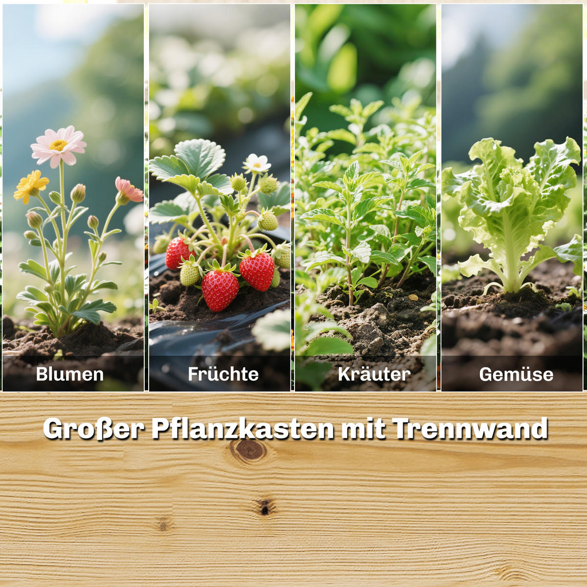 HOCHBEET mit 3 Rankgitter aus Tannenholz Naturholz - Naturfarben, Holz (125/102/240cm) - Outsunny