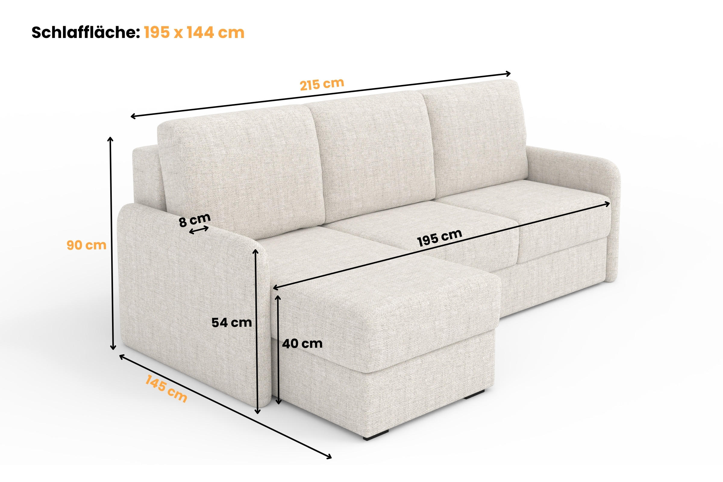 Thumbnail - Deine Möbel 24 Ecksofa, Dunkelgrau, Holzwerkstoff, Textil, 215x145 cm, Wohnzimmer, Sofas & Couches, Wohnlandschaften, Ec...