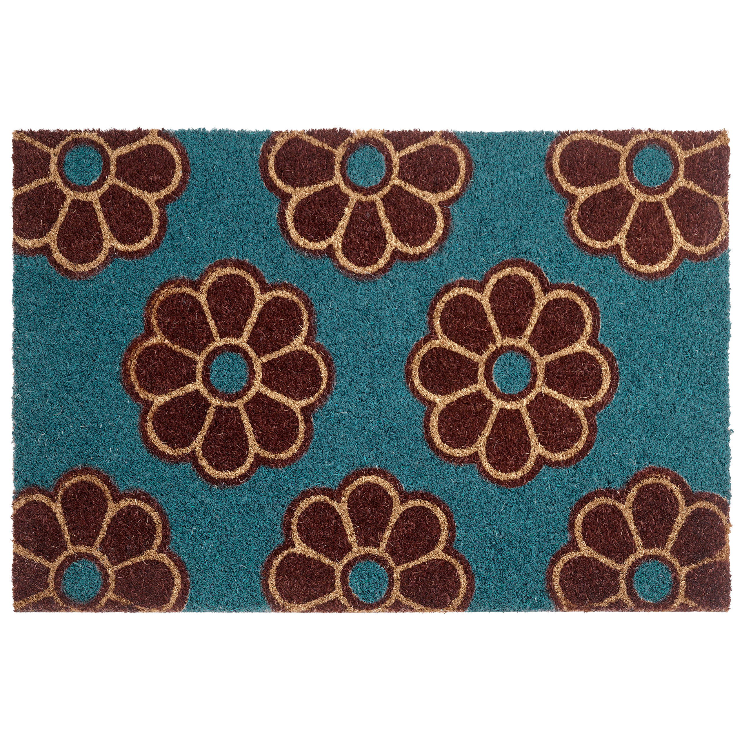 FUSSMATTE Blau 40/60 cm Blume Kokosfasern Kulik - Blau, Textil (40/60cm) - Beliani
