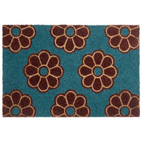 FUSSMATTE Blau 40/60 cm Blume Kokosfasern Kulik - Blau, Textil (40/60cm) - Beliani