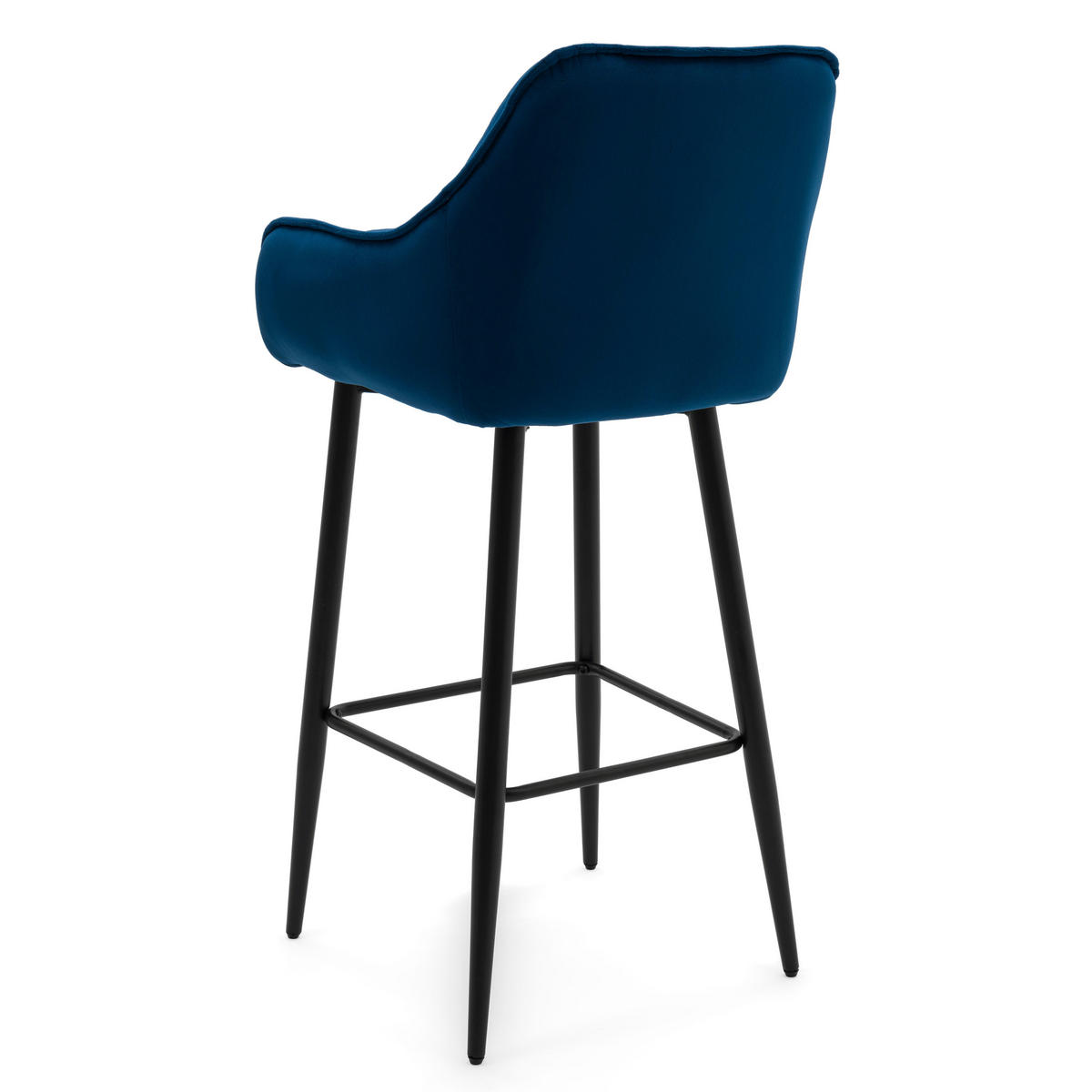 BARHOCKER SIENA gepolstert mit Steppung - dunkelblau - Samt Velours - Schwarz/Dunkelblau, Metall (53/107/52cm) - NEW HOME