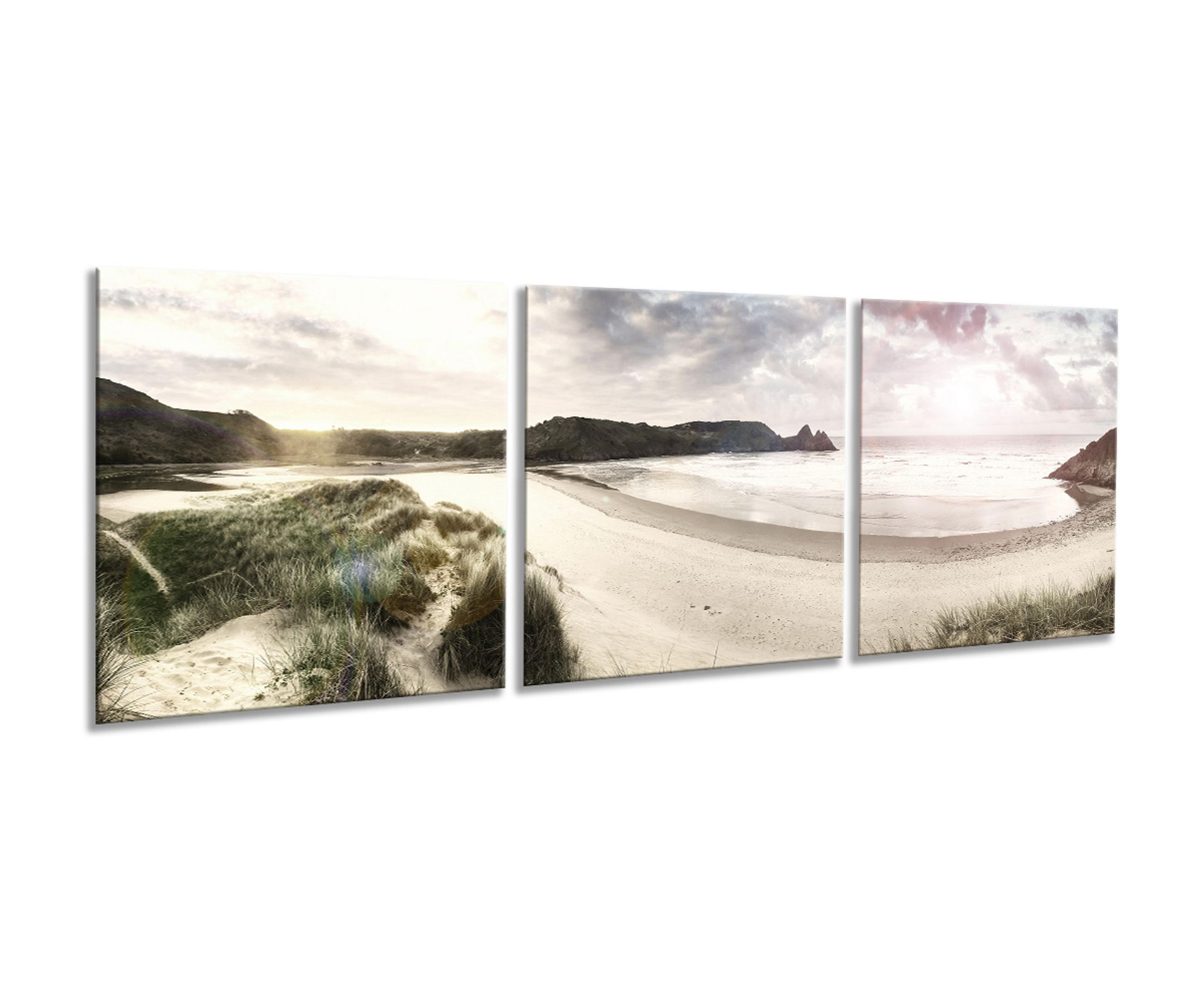BILDER-SET aus Glas je 50x50 cm maritime Landschaft - Beige, Glas (150/50cm) - artissimo