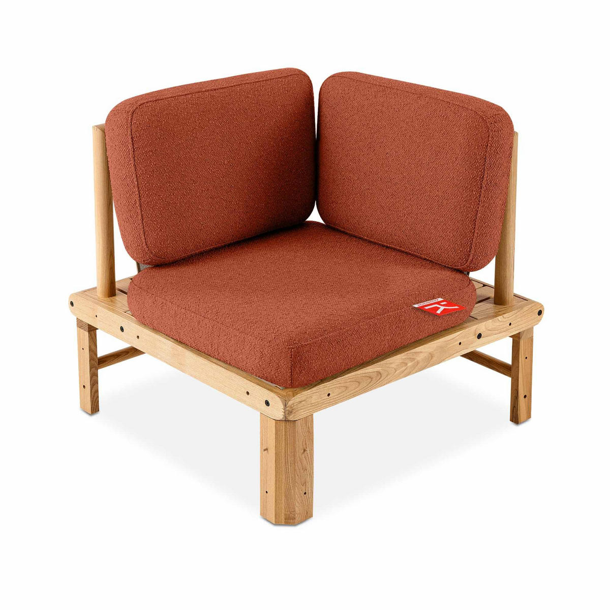 LOUNGESOFA ATREDA links - Orange, Holz/Textil (245/74/150cm) - KONSIMO®