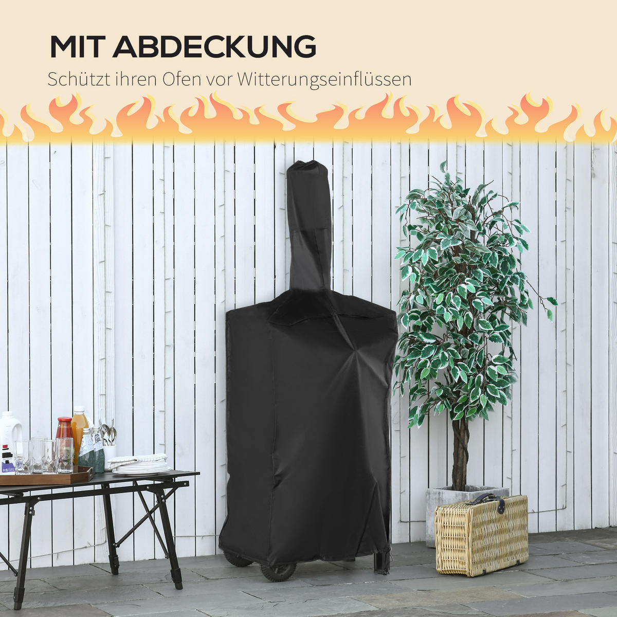 PIZZAOFEN, Kohlenstoffstahl, Schwarz - Schwarz, Metall (54/161/63cm) - Outsunny
