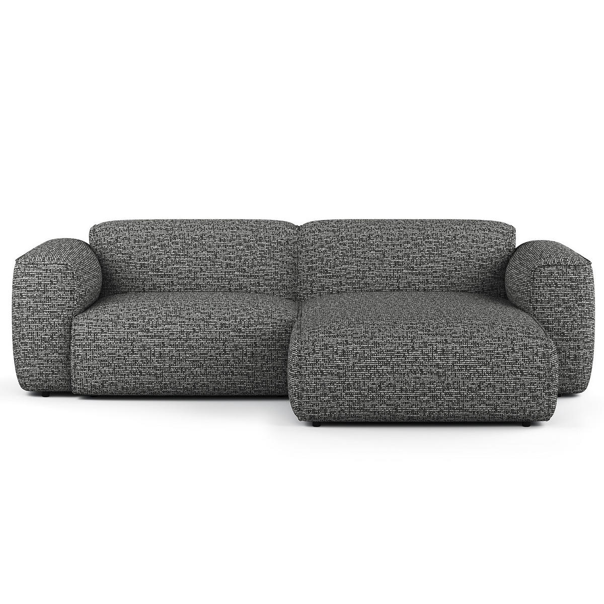 1,5-SITZER ECKSOFA mit Longchair - Schwarz/Grau, Kunststoff/Textil (260/173cm) - home24