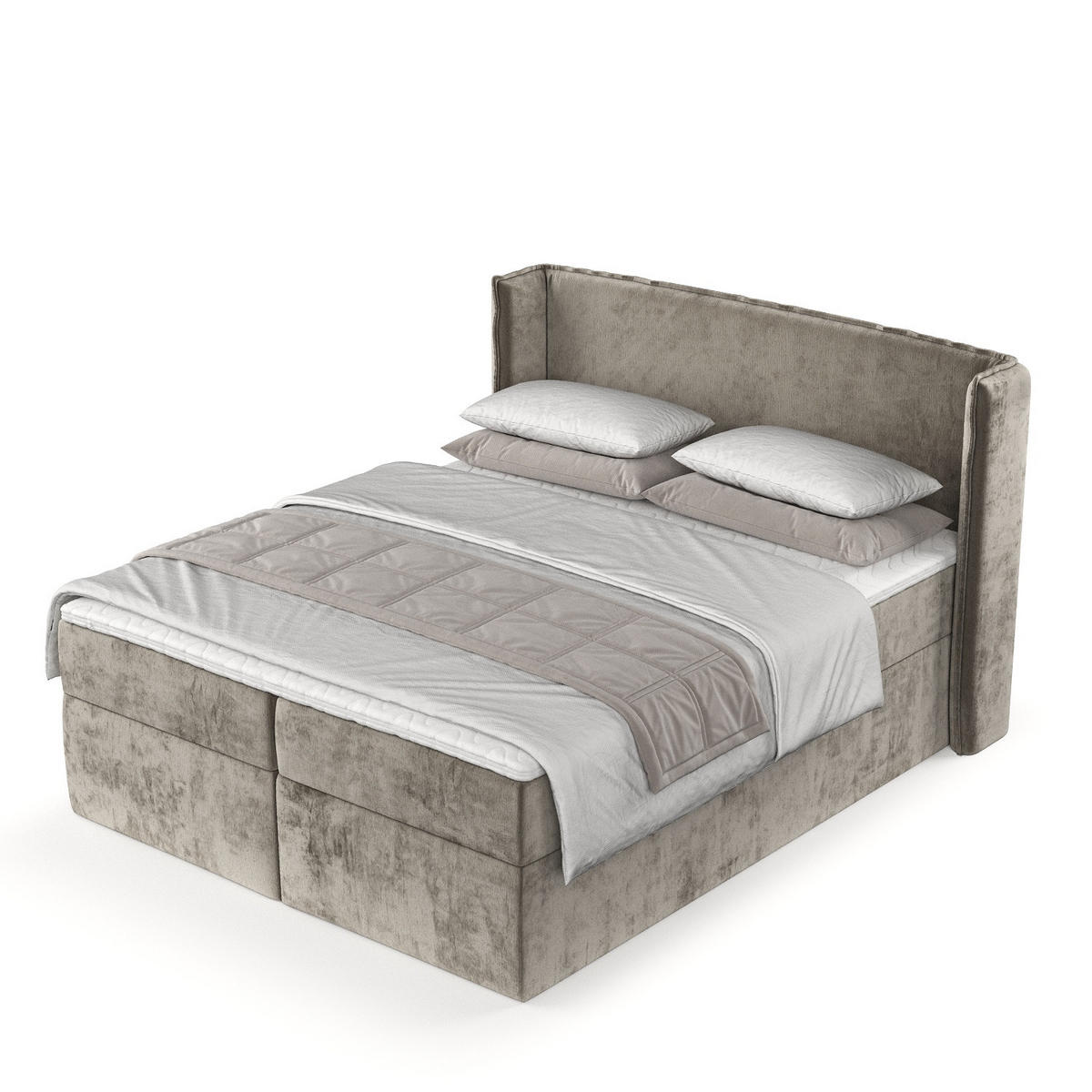 BOXBETT Viva 180/200 cm Beige im Lotta Stoff - Beige/Schwarz, Holz/Holzwerkstoff (180/200cm) - AltaBeds