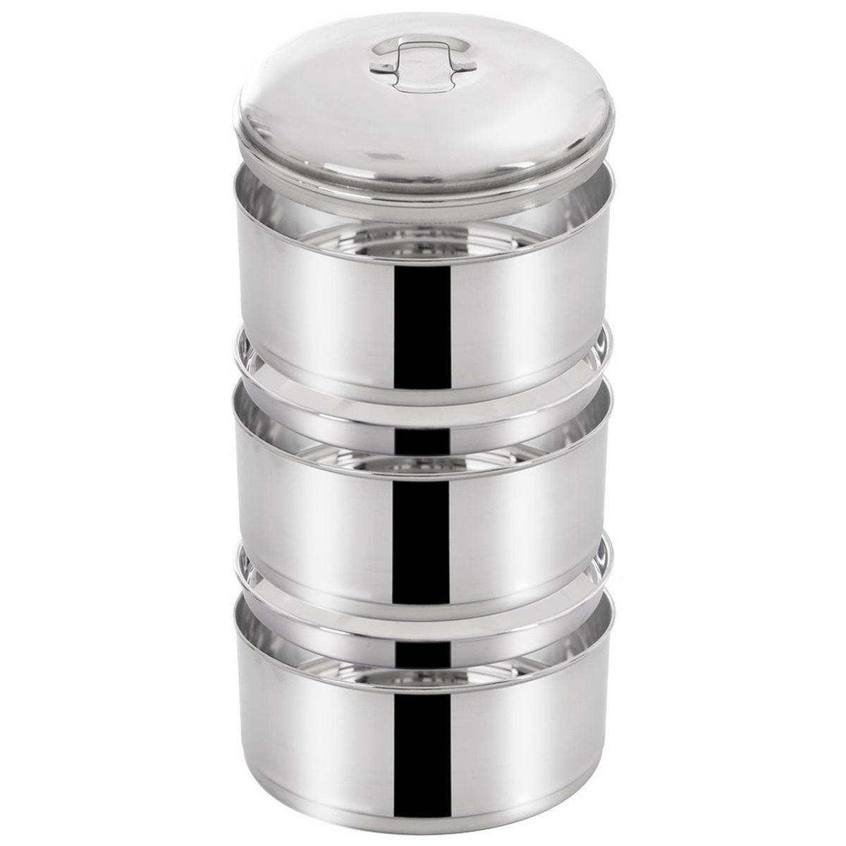LUNCHBOX 4-stöckige aus Stahl 4 x 1 l - Silberfarben, Metall (16/31/16cm) - Orion 