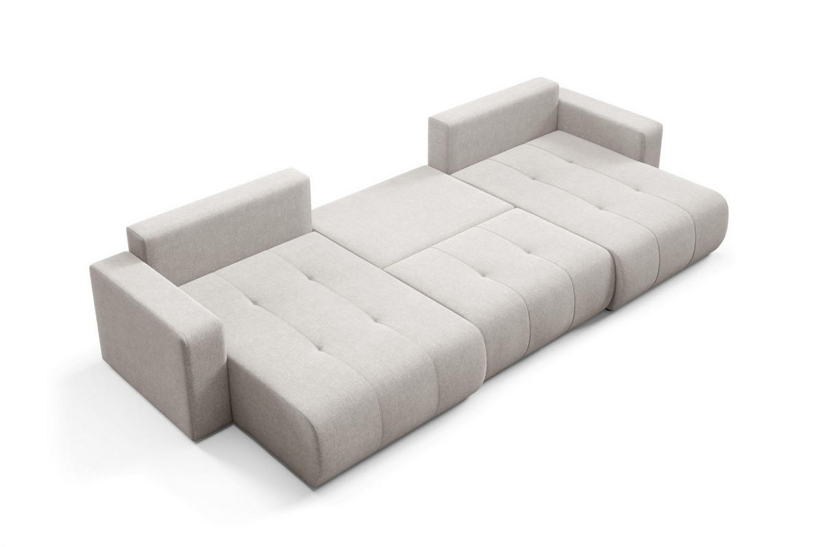 WOHNLANDSCHAFT Augusto - Hellgrau, Holzwerkstoff/Textil (344/82/149cm) - Fun Möbel
