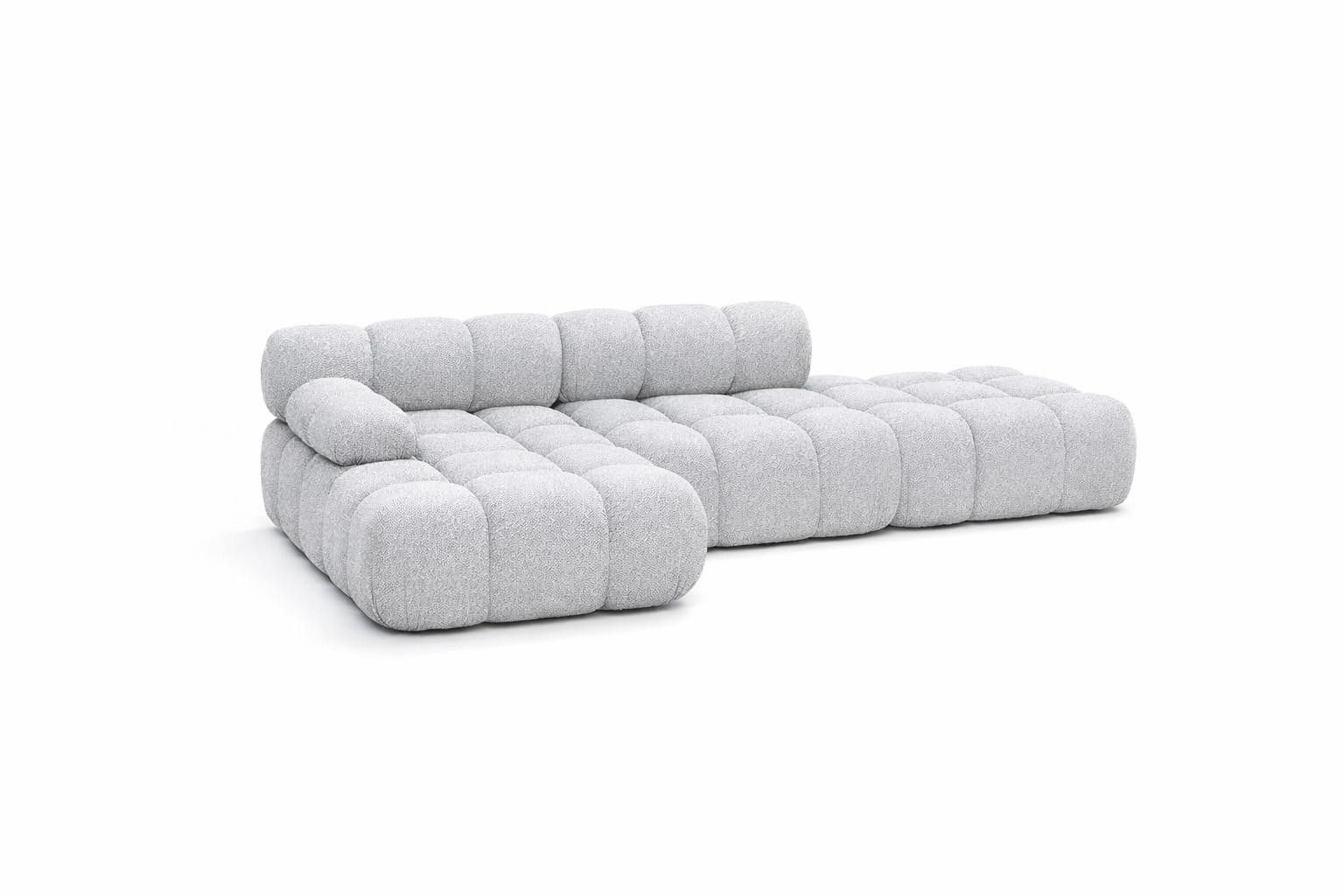 ECKSOFA L-Form Modular Mit Hocker, Bouclé-Stoff Abriamo, Hellgrau, Links, Selia - Hellgrau, Holz (285/160cm) - Kaiser Möbel