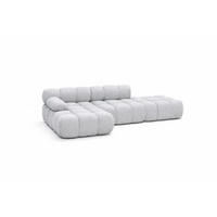 ECKSOFA L-Form Modular Mit Hocker, Bouclé-Stoff Abriamo, Hellgrau, Links, Selia - Hellgrau, Holz (285/160cm) - Kaiser Möbel