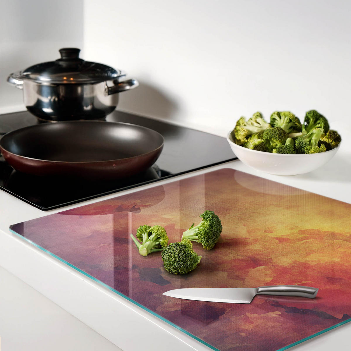 GLASPLATTE 60x52 cm Blumen - Braun, Glas (60/0.4/52cm) - TULUP
