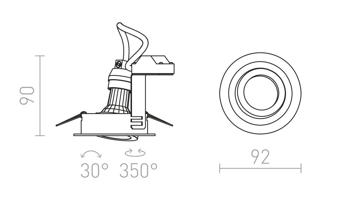 EINBAULEUCHTE PASADENA GU10 R gebürstetes Aluminium 7 W - Silberfarben, Metall (92/92/9.2cm) - Rendl