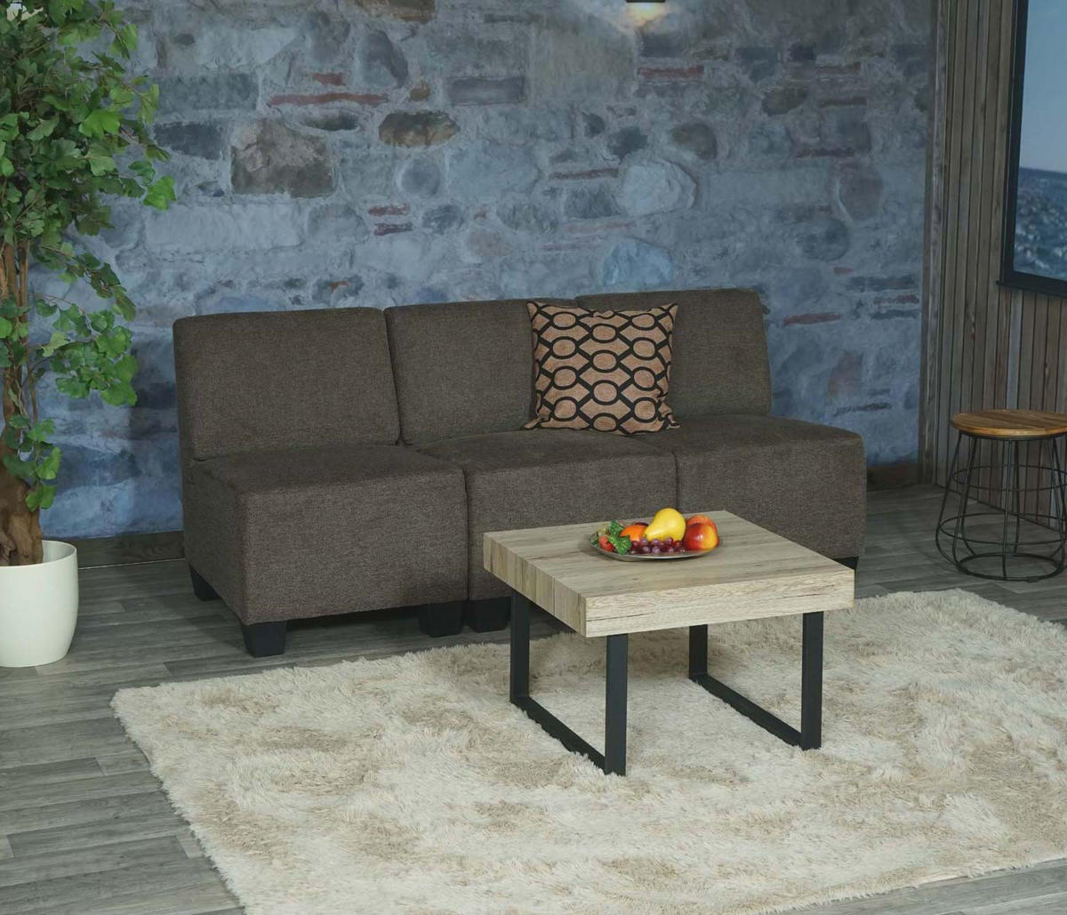 3-SITZER SOFA COUCH MODULAR Braun - Braun, Textil (171/76/72cm) - MCW