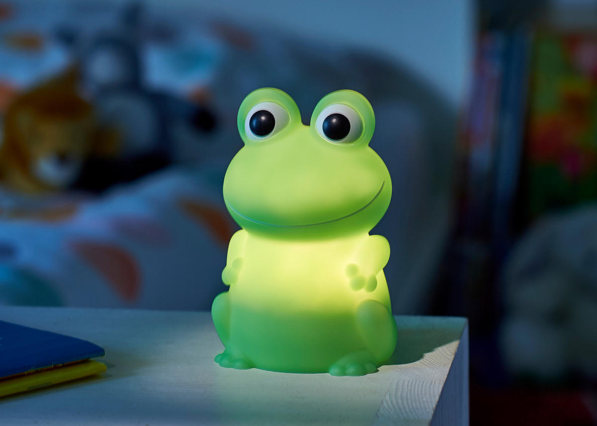 LED-NACHTLICHT für Kinder - Frosch mit Akku-Ladestation und Dämmerungssensor, 2 Helligkeitsstufen - Grün, Kunststoff (6.5/7/11cm) - Northpoint