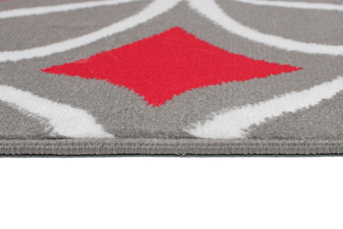 TEPPICH MAYA Rot Geometrisch Mosaik Karo 130/190 cm - Rot, Textil (130/190cm) - Tapiso