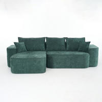 ECKSOFA aus Chenille 262 cm in Grün mit modularem System - Grün, Textil (144/65/262cm) - Modfu