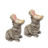 KERZENHALTER 2er Set Hungry Hippos, Dolomit, Grau, 11.5 cm, 210736 - Grau, Keramik (7/11.5/8cm)