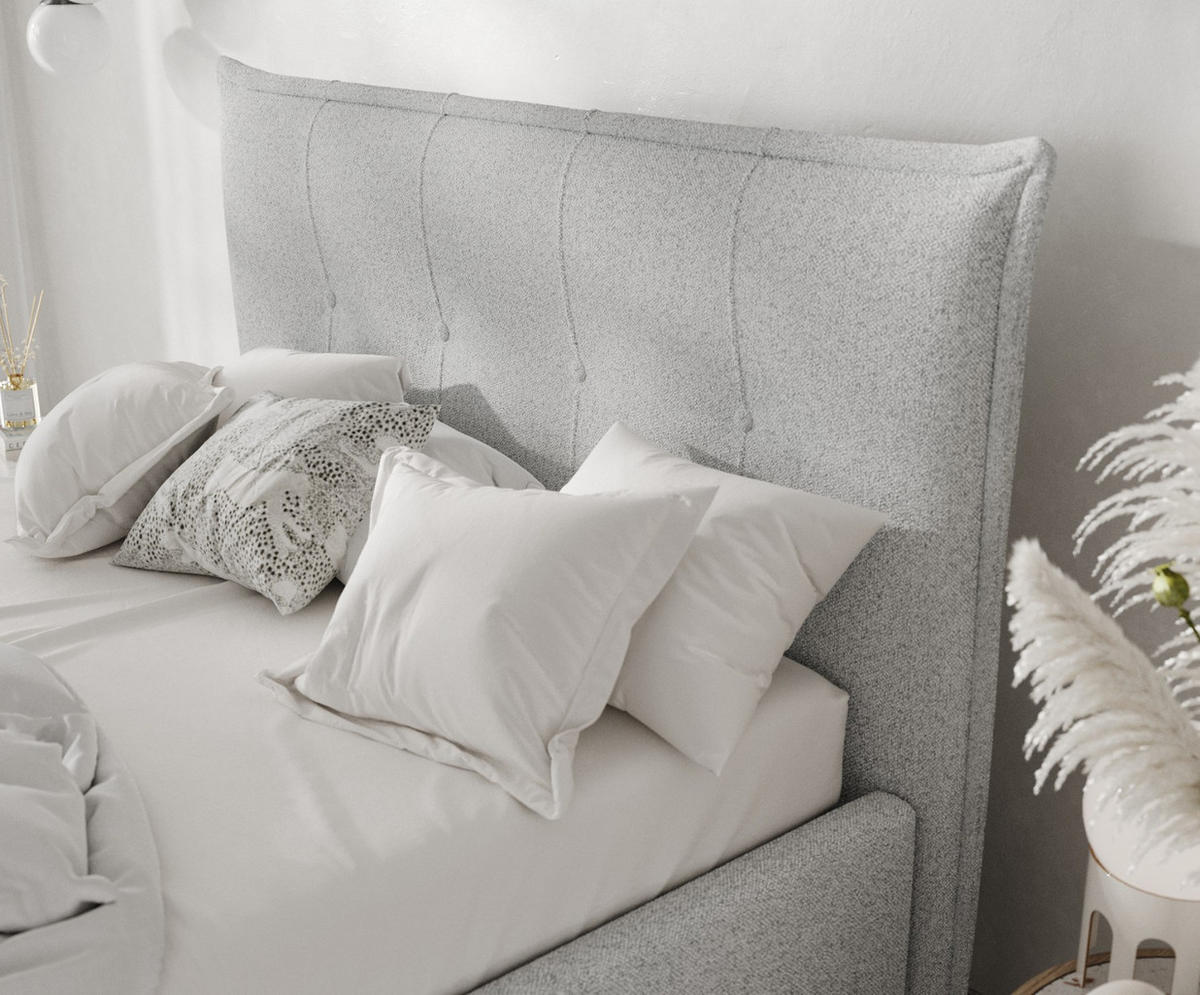 POLSTERBETT Plaza 160/200 cm Hellgrau im Riva Stoff - Hellgrau/Naturfarben, Holz/Holzwerkstoff (160/200cm) - AltaBeds