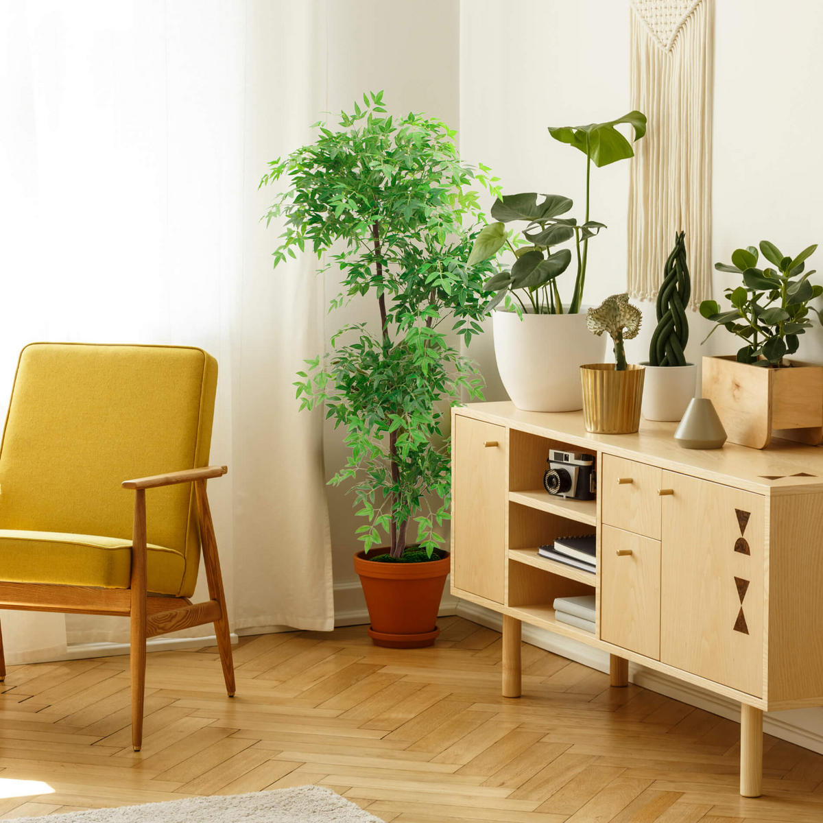 KUNSTPFLANZE Nandina 150 cm - Grün, Kunststoff (150cm)