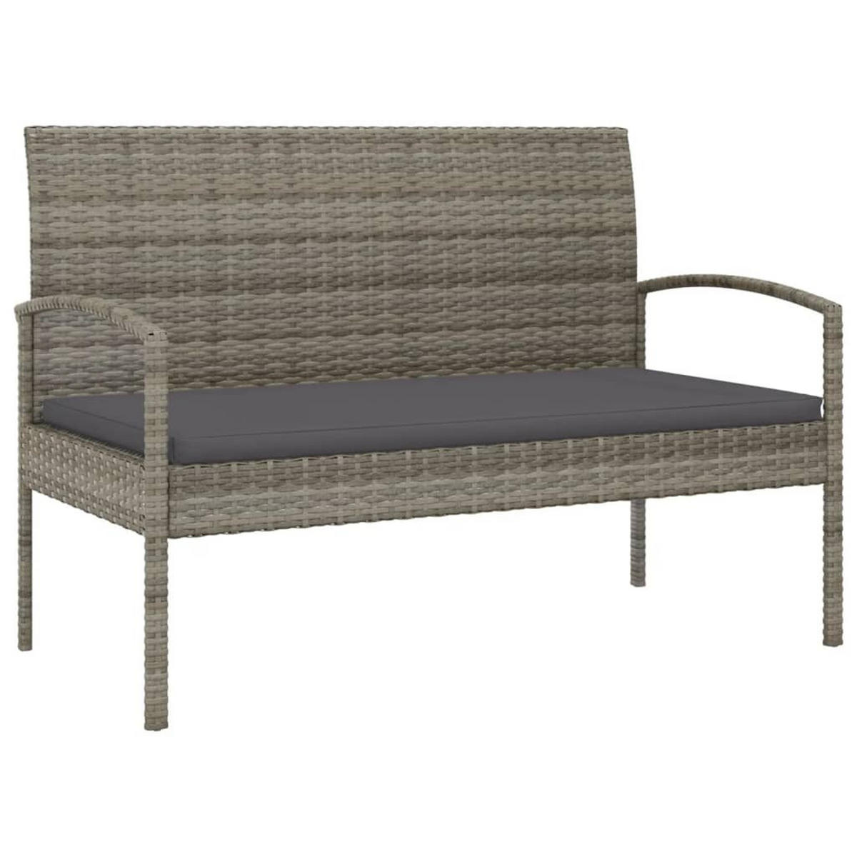 GARTENBANK Mit Kissen Grau 105 Cm Poly Rattan - Grau, Kunststoff (105/74/58cm) - vidaXL