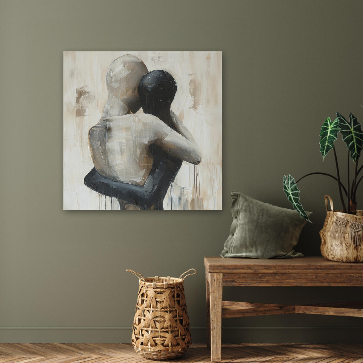 AKUSTIKBILD Abstrakt - Liebe - Schwarz und weiß - Modern Akustikpaneele 80x80 cm - Schwarz, Kunststoff (80/80/0.9cm) - MuchoWow