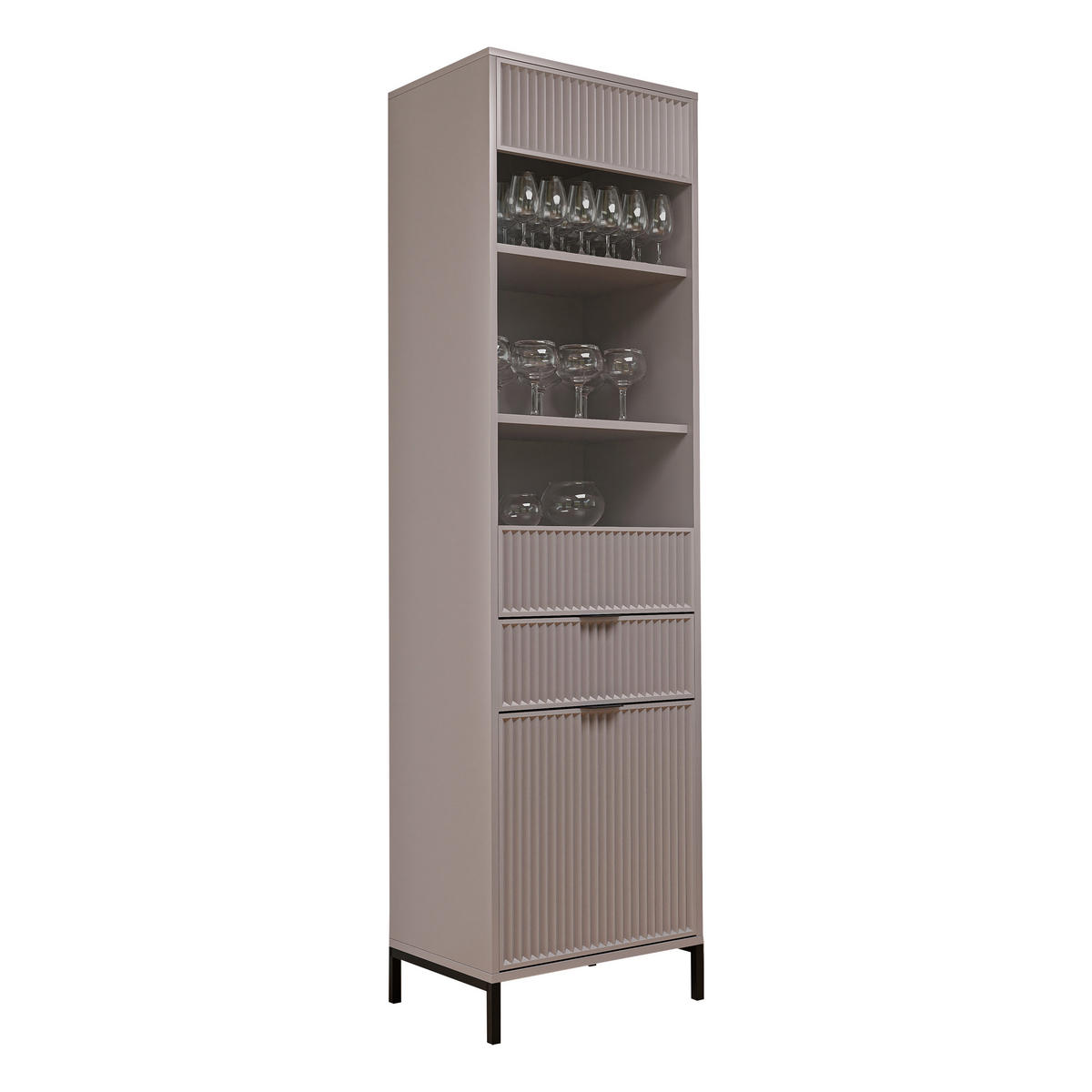 GLASVITRINE klein mit 1 Schublade und 2 Türen, Beige - Beige, Holzwerkstoff (196/55/41cm) - Idohome