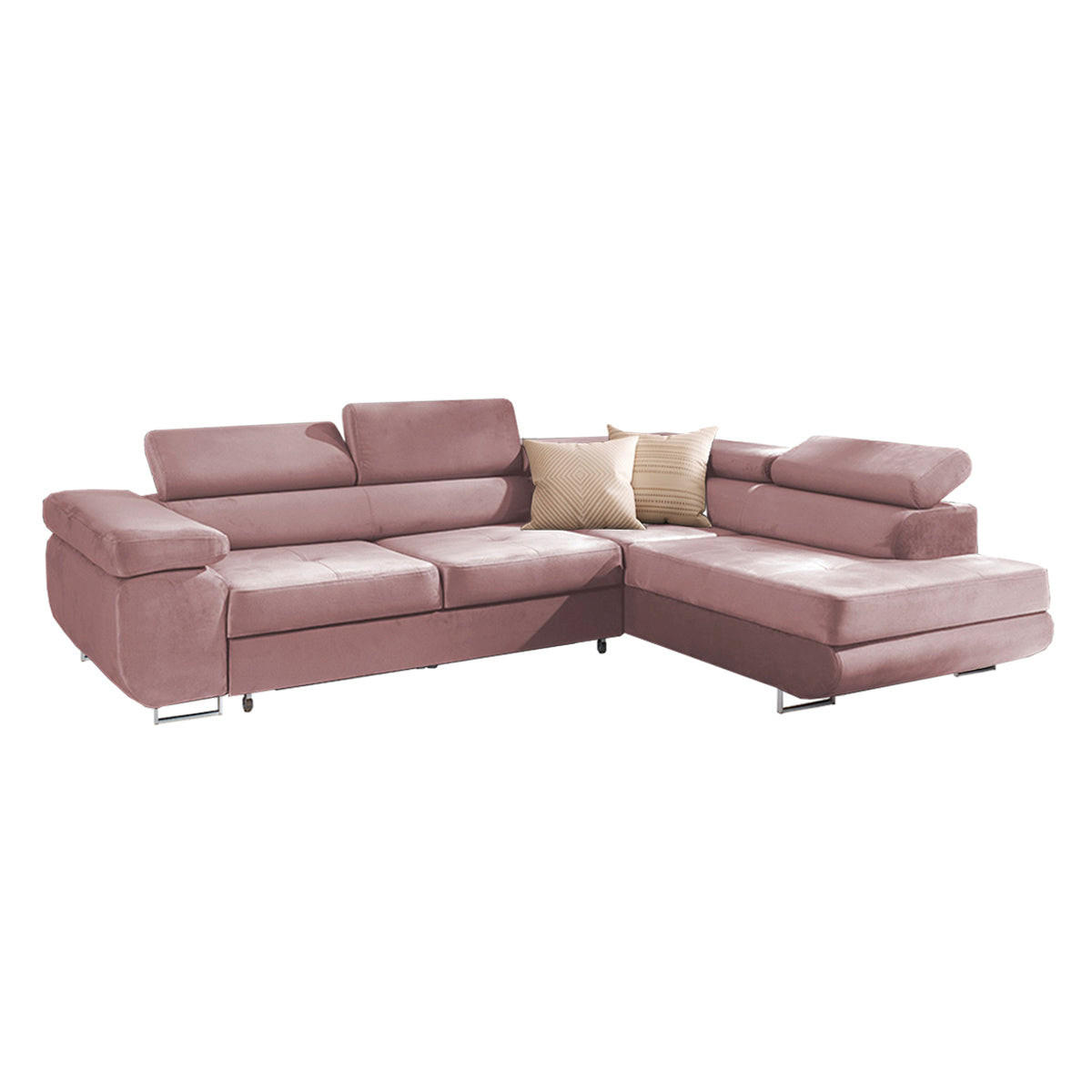 ECKSOFA Wilson 4 Sitzplätze Rose - Rosa, Textil (271/201cm) - Petits-meubles