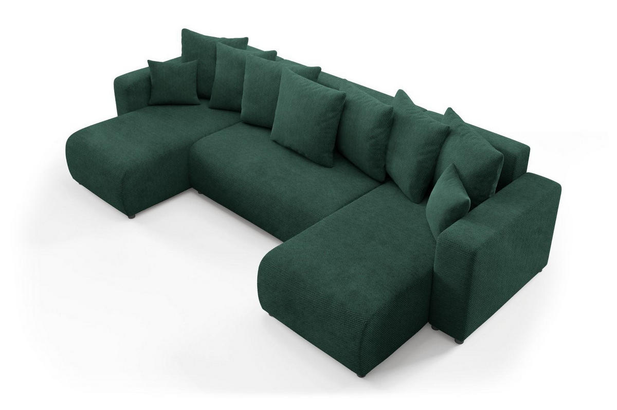 WOHNLANDSCHAFT mit Schlaffunktion Grün - Grün, Textil (318/88/145cm) - Furnisell