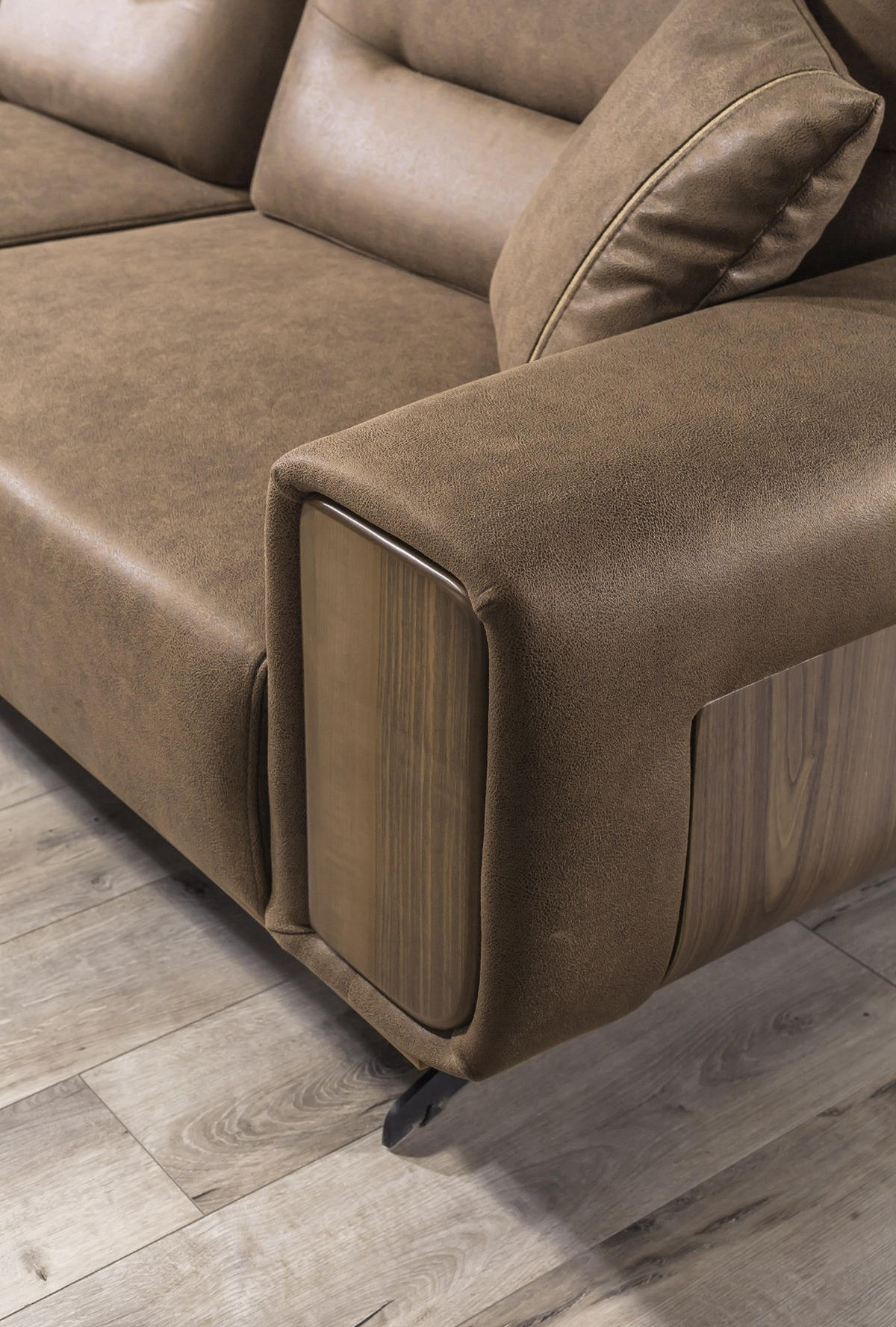 2-SITZER Sofa ROYAL, Braun - Braun, Textil/Metall (200/100/90cm)