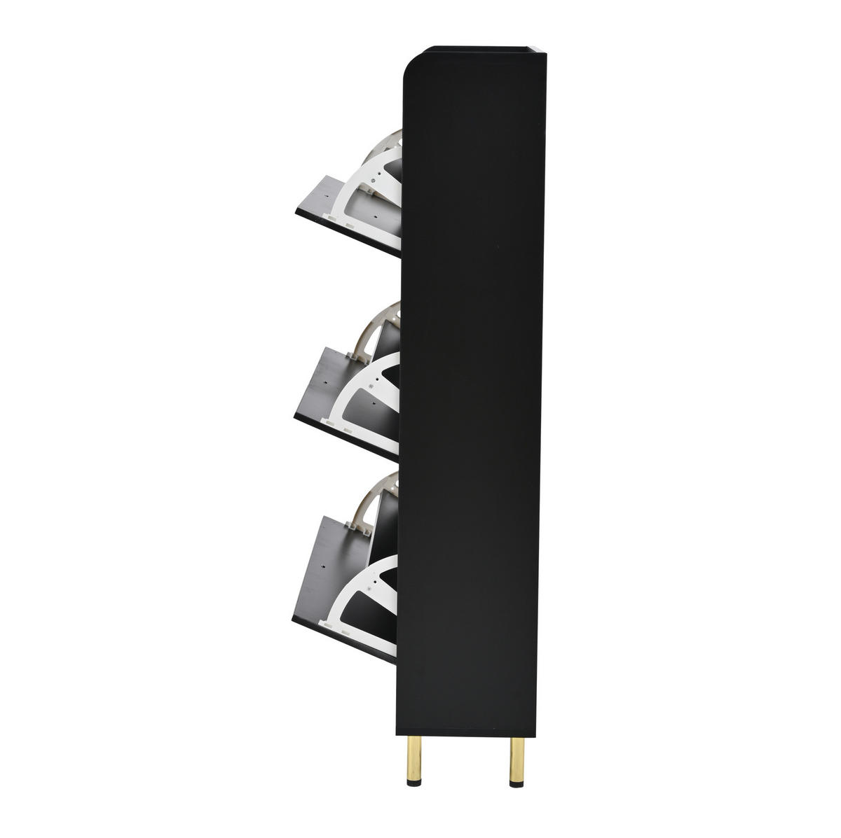SCHUHSCHRANK aus MDF 80x23x123.5cm in Schwarz mit Anti-Kipp-Vorrichtung - Schwarz, Holzwerkstoff (80/123.5/23.5cm) - Modfu