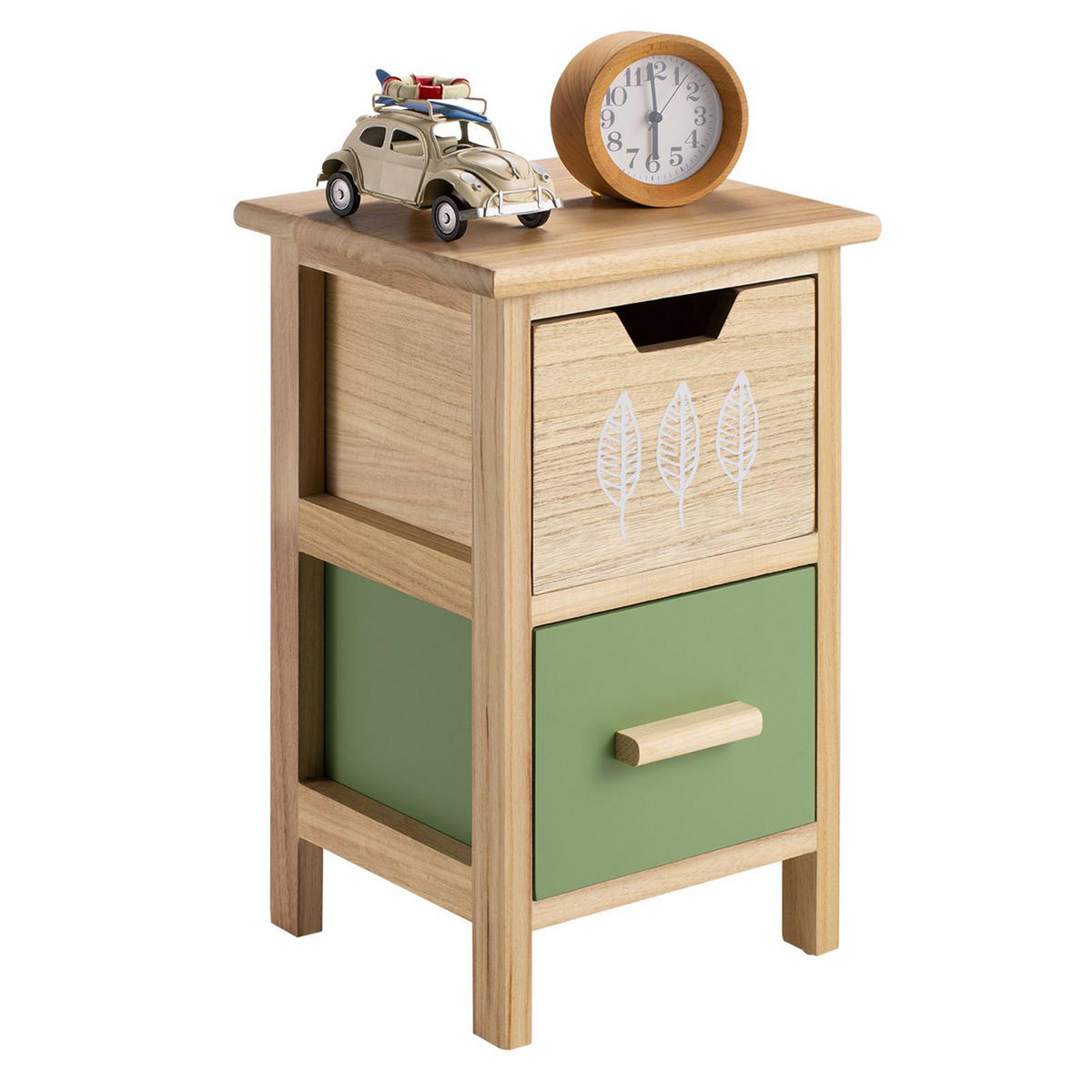 KOMMODE ESTA - Naturfarben/Grün, Holzwerkstoff (25/42/25cm) - CARO-Möbel