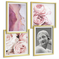 BILDER SET 4er Set - 50x50 cm & 40x60 cm Goldrahmen - Pfingstrosenskulptur einer Frau - Goldfarben, Kunststoff (50/50cm) - TULUP