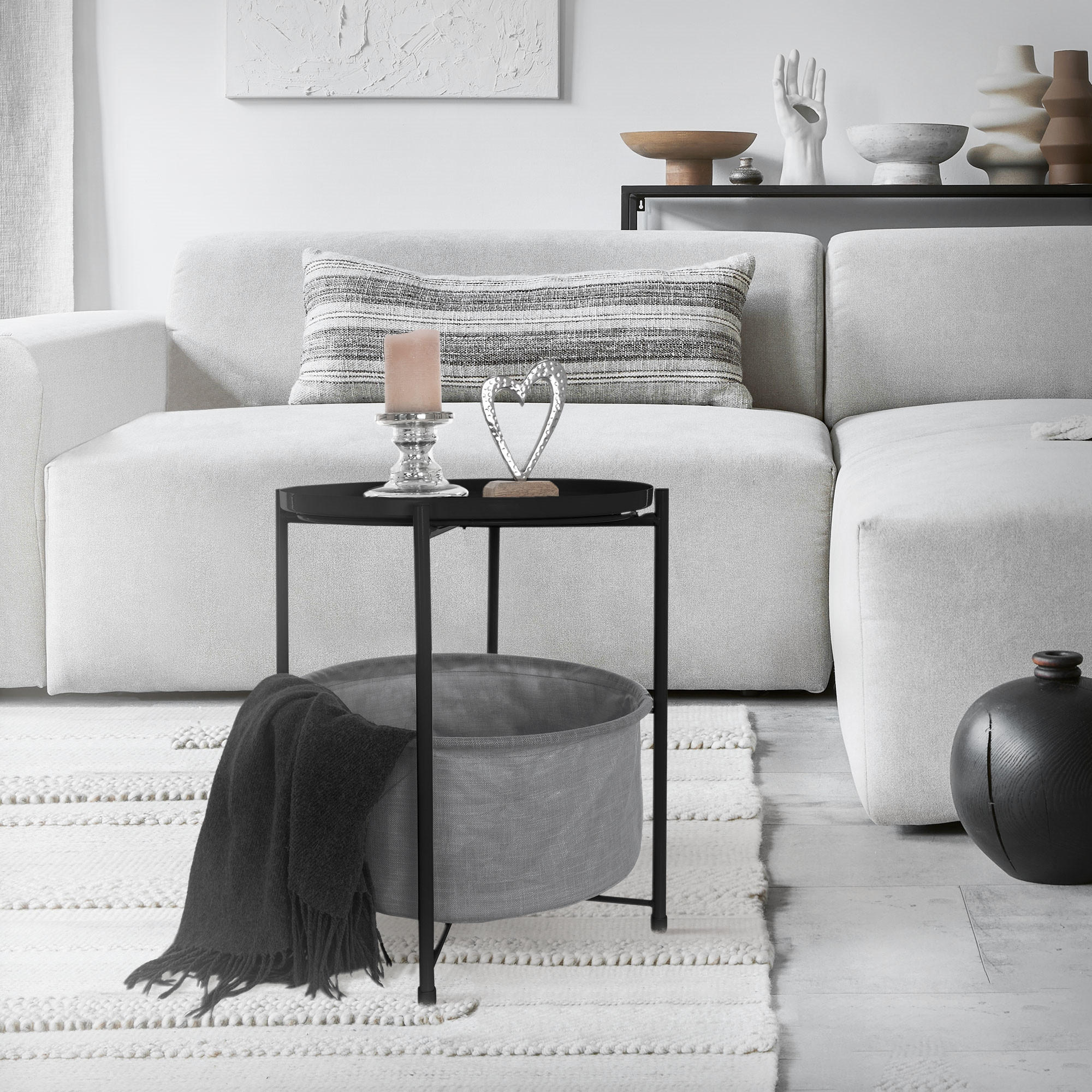 Thumbnail - Ml-Design Beistelltisch, Schwarz, Metall, 45.5x52.5x52.5 cm, Wohnzimmer, Wohnzimmertische, Beistelltische