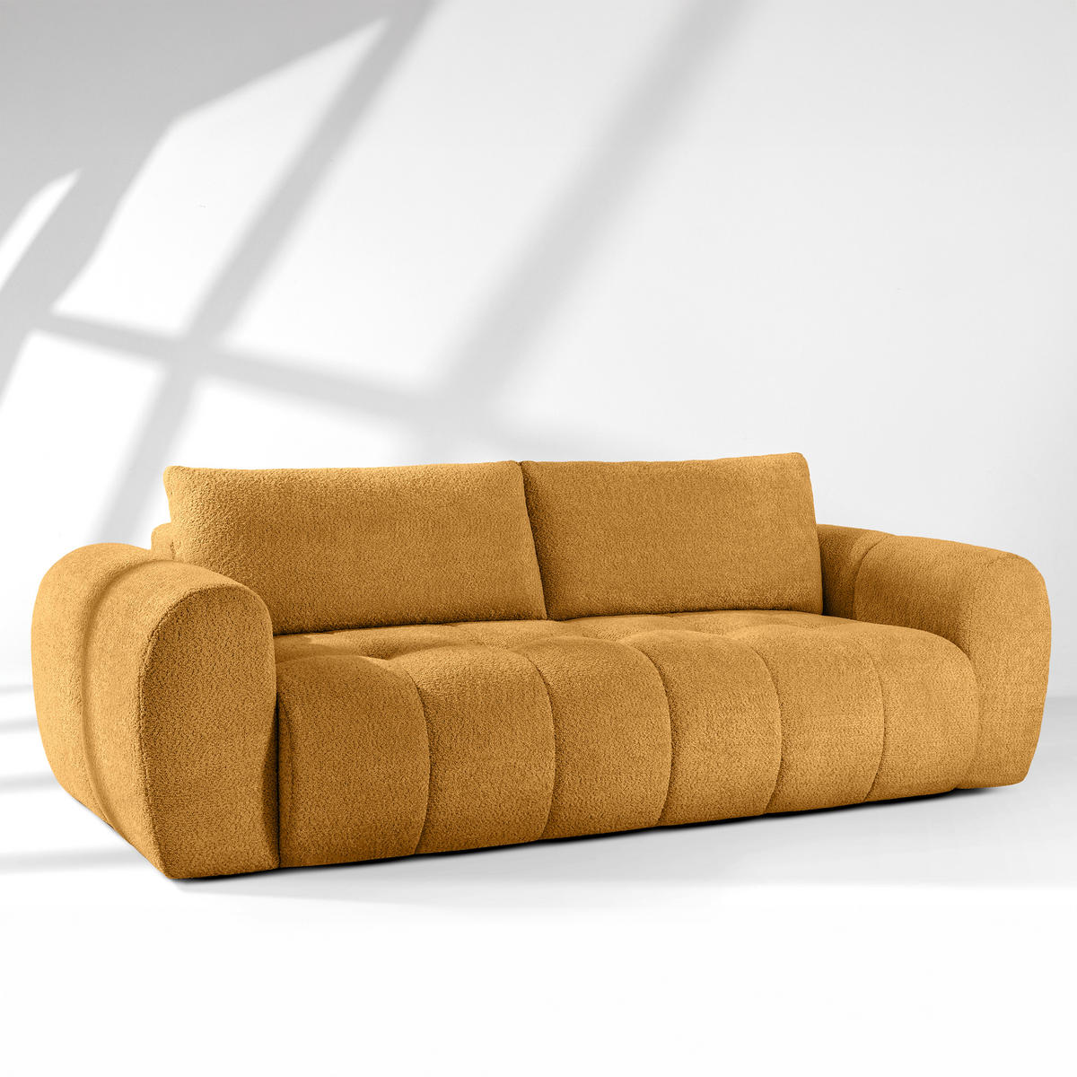 EINZELSOFA LIRA, Honigfarben, Bouclé - Honig, Holz/Holzwerkstoff (256/84/112cm) - KONSIMO®