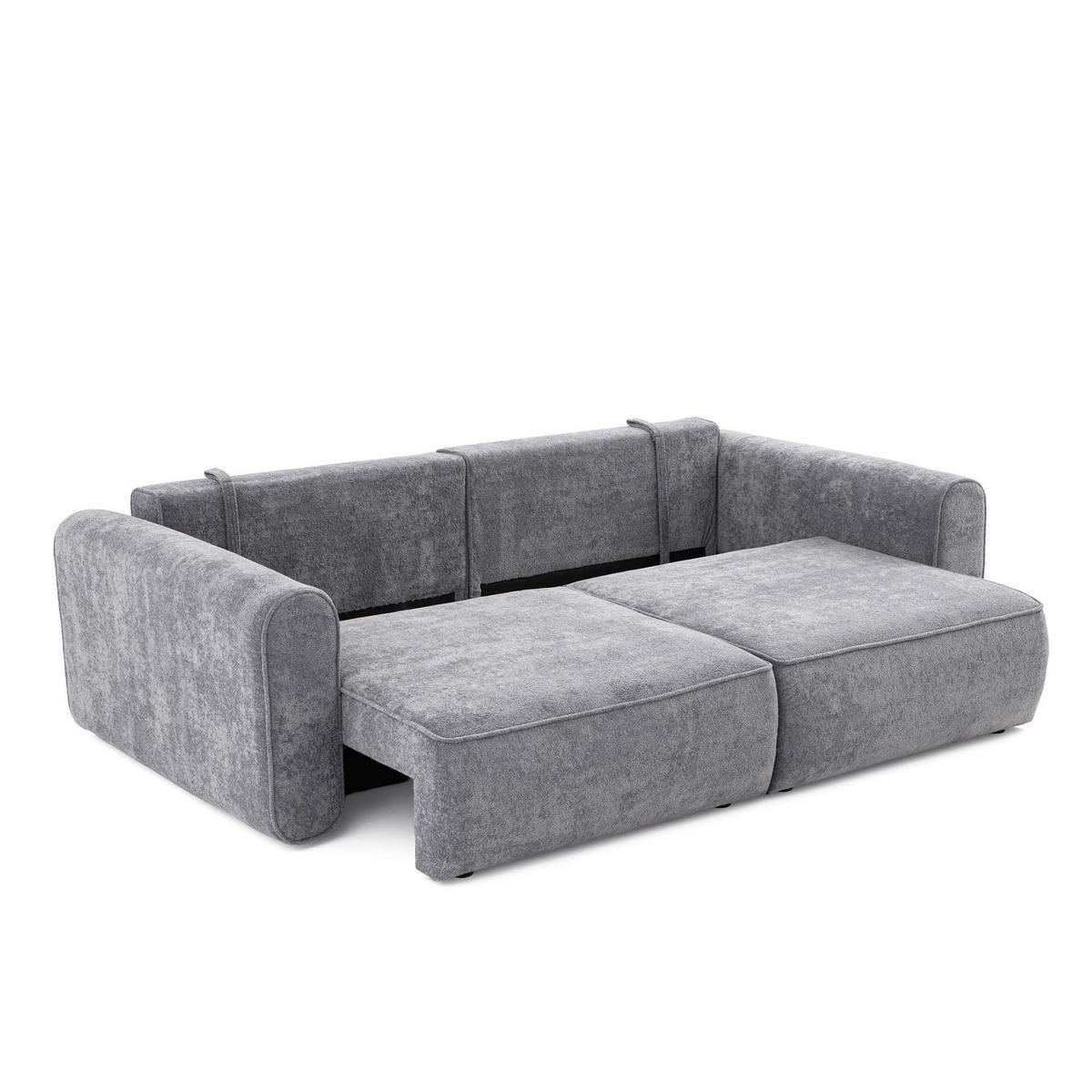 ECKSOFA MOTION mit Schlaffunktion 130x200 Webstoff Dunkelgrau - Dunkelgrau/Schwarz, Holz/Textil (250/166cm) - Muffo