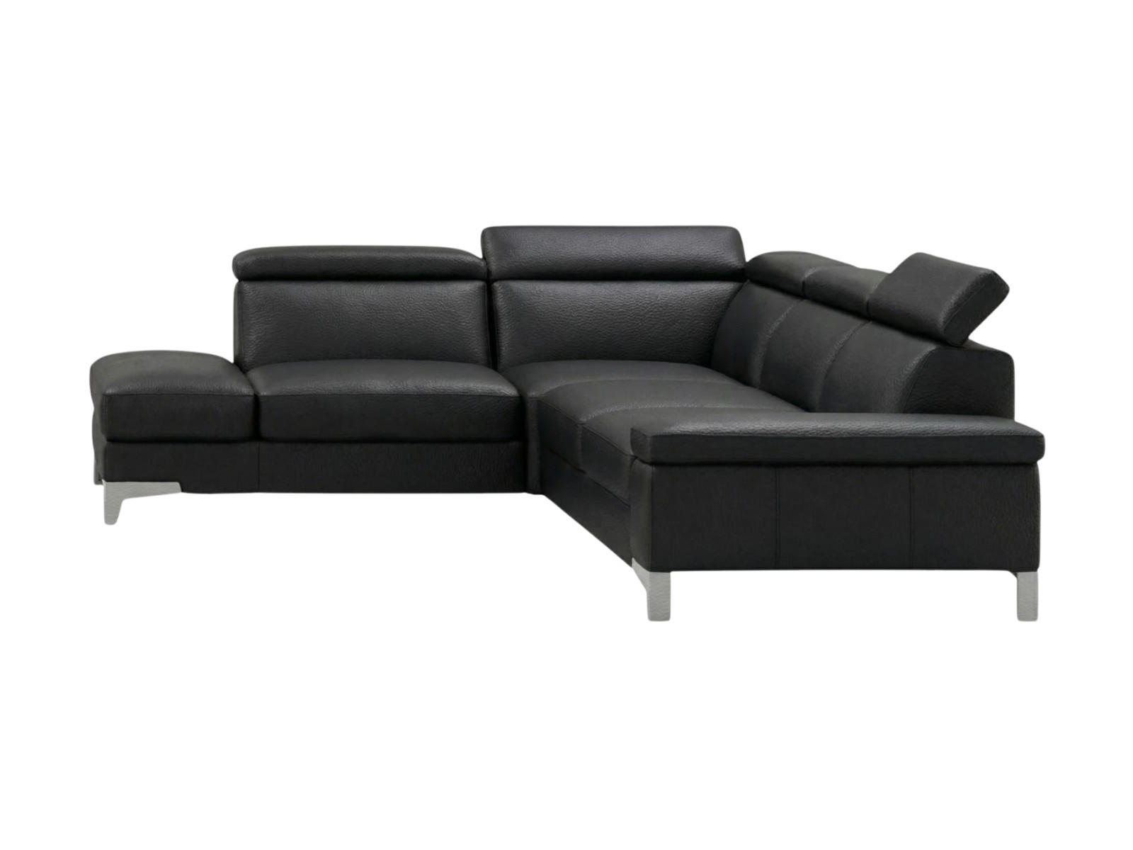 ECKSOFA Talisman Echtleder Schwarz - Schwarz, Leder/Metall (224/271cm)