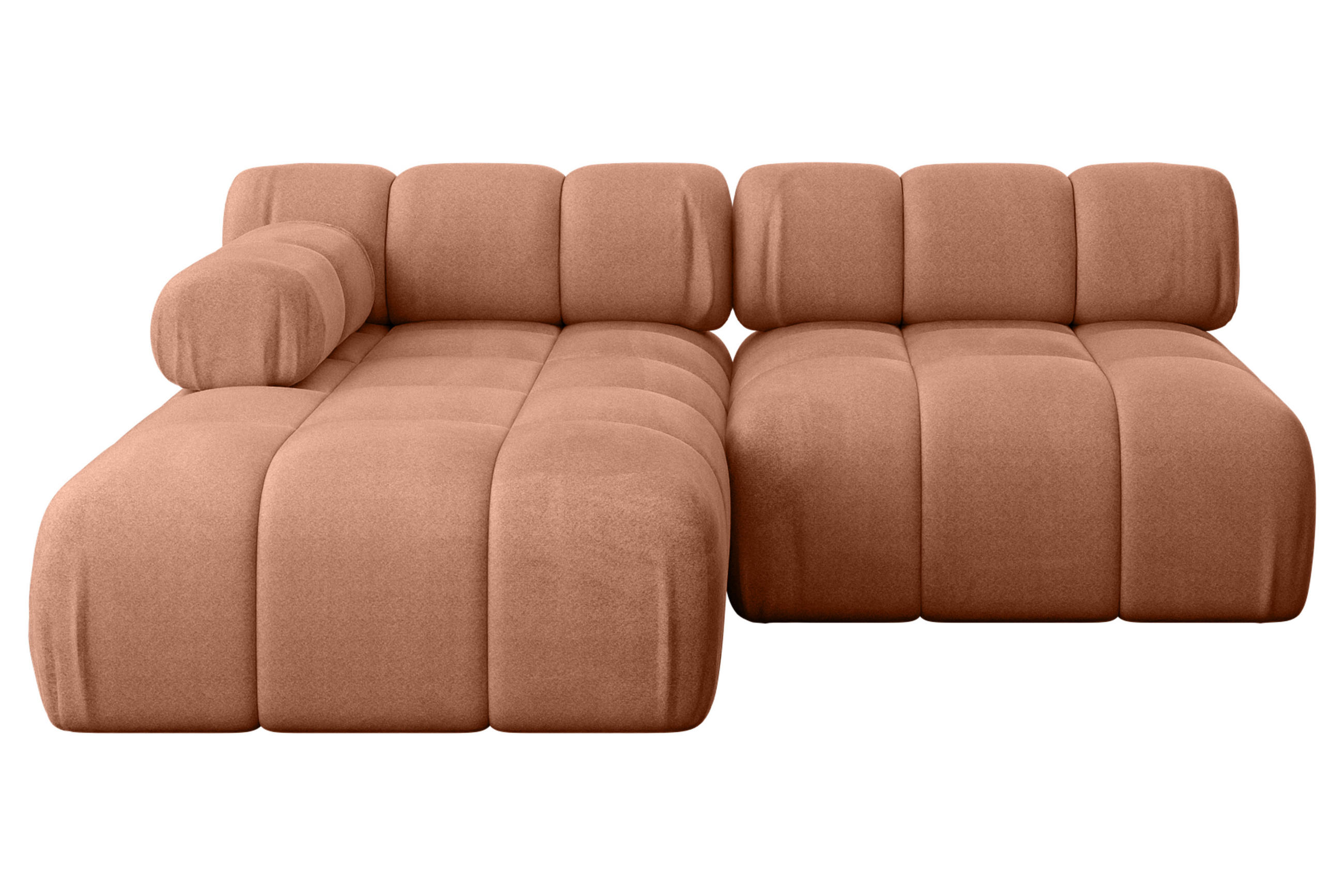ECKSOFA modulares Sofa Razon-L1 - 190x160x70 cm Apricot Velours - Koralle, Holzwerkstoff/Textil (190/160cm) - ALTDECOR