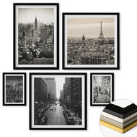 WANDBILDER 5er-Set - 50x50 cm & 20x30 cm & 40x60 cm Schwarzer Rahmen - Winterlandschaften, Wasserfälle, Nordlichter - Schwarz, Kunststoff (40/60cm) - ArtPrintCave
