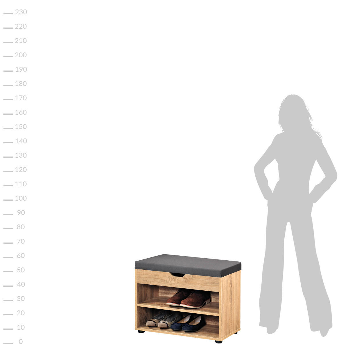 SCHUHREGAL Holz - Beige, Holzwerkstoff (60/45/30cm)