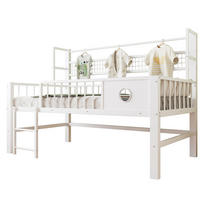 KINDERBETT 90/200 cm weiß aus Metall mit Stauraum - Weiß, Holzwerkstoff (90/200cm) - OKWISH