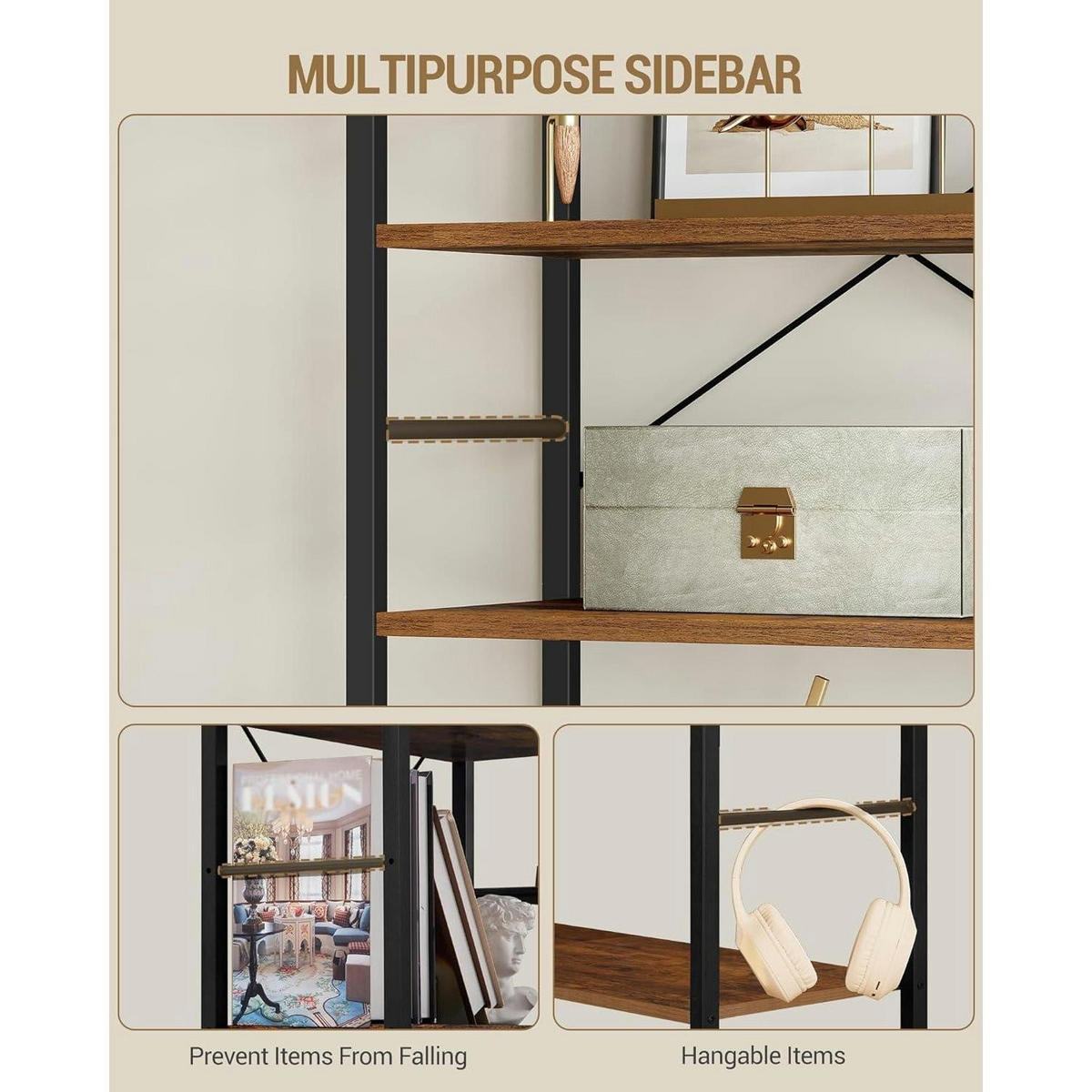 BÜCHERREGAL 7 Etagen Braun-Schwarz 24 x 152 x 217 cm - Braun, Holzwerkstoff (152/217/24cm)
