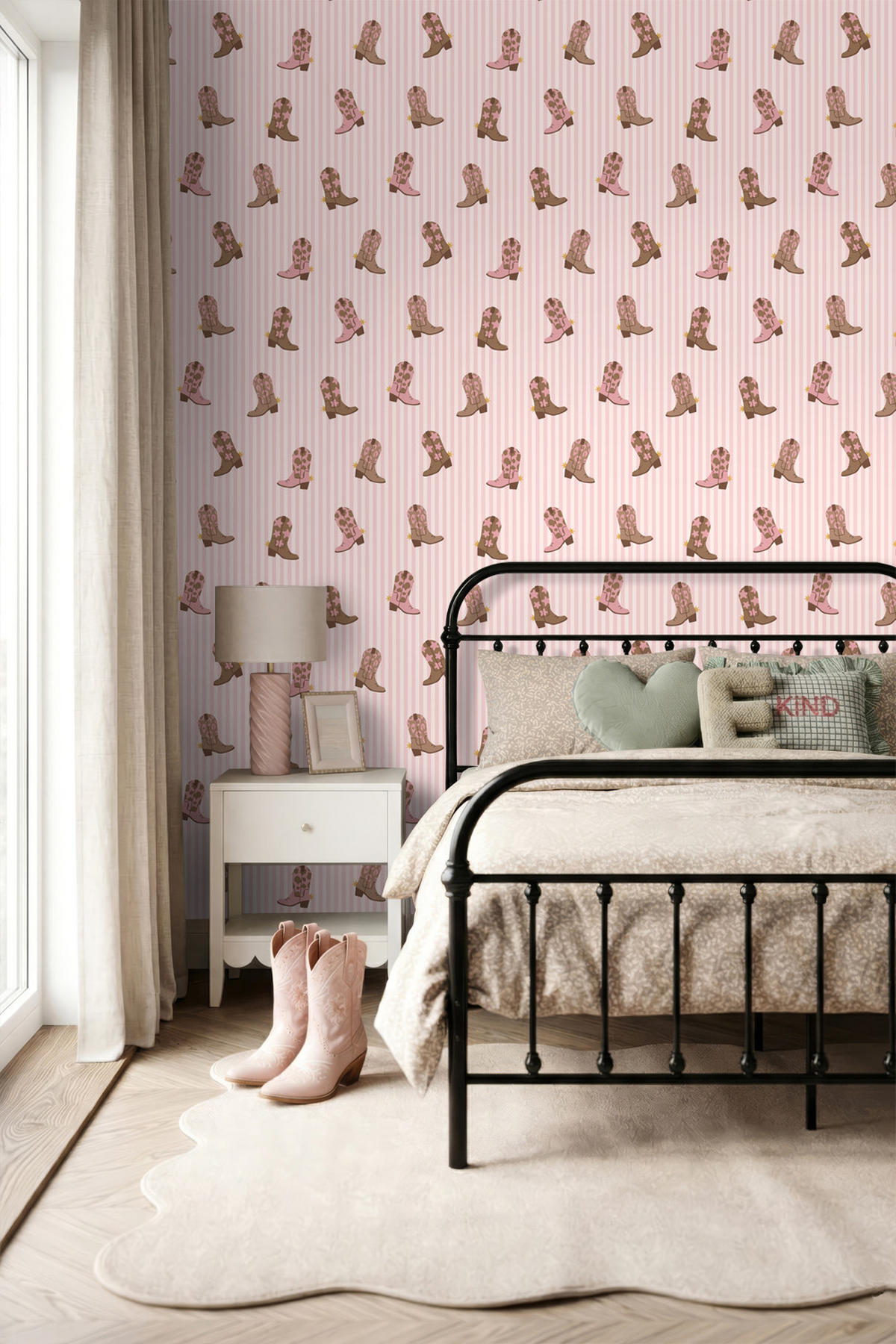 TAPETE Cowboystiefeln 50 x 900 cm - Pink, Papier (50/0.1cm) - ESTAhome