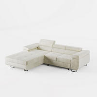 ECKSOFA VEMO CORE Links Creme Velours-Stoff mit Schlaffunktion und Bettkasten - Creme, Holz/Metall (280/205cm) - Barchello