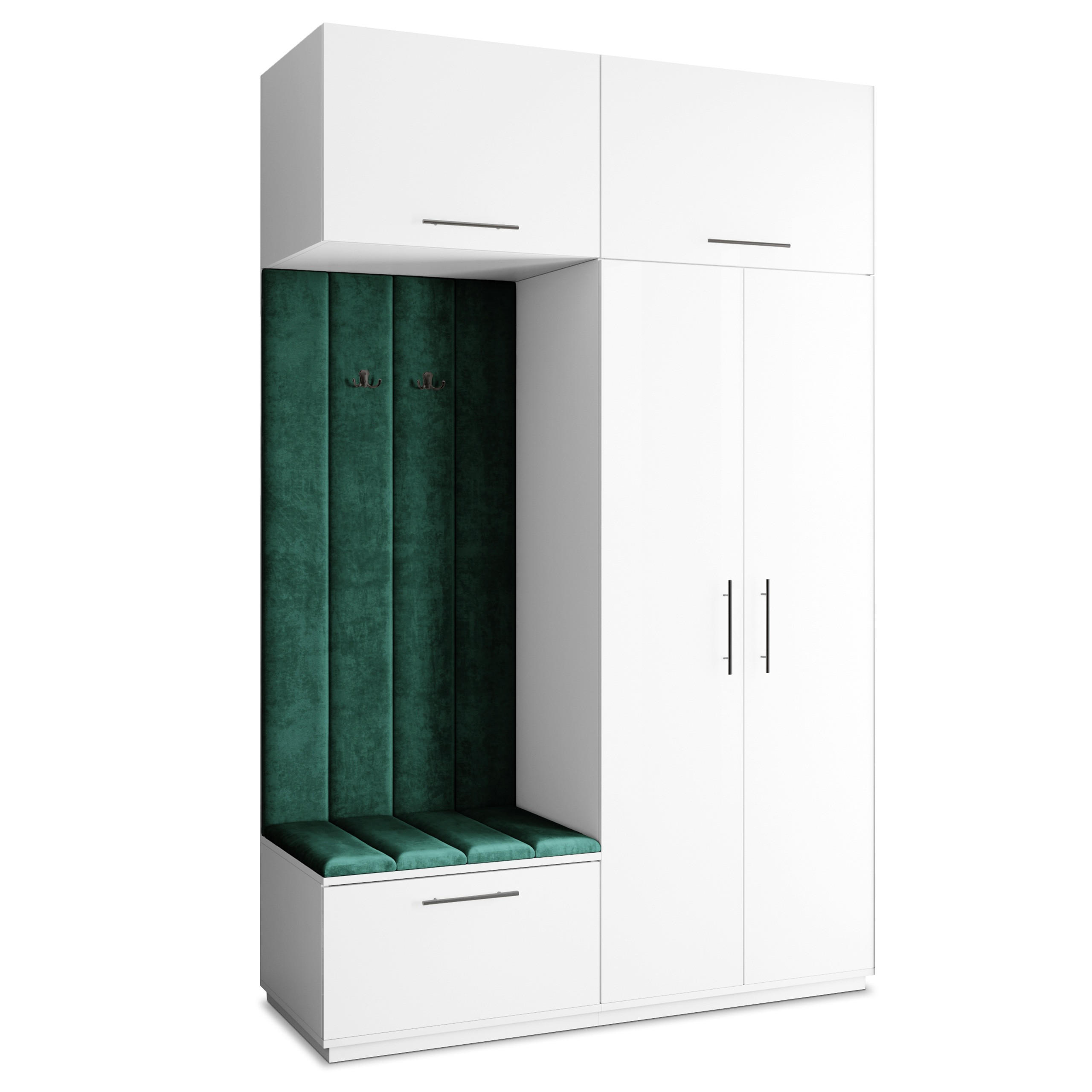 GARDEROBENSCHRANK REMA 150/240/60 cm Modern Garderobe-Set Weiß - Weiß/Grün, Holzwerkstoff (150/240/60cm) - MASSENO